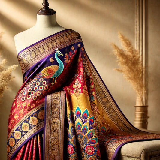 Traditional Paithani Silk Saree with Peacock Motifs